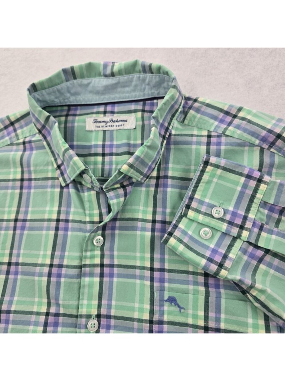 Tommy Bahama Newport Coast Long Sleeve Button Down Shirt Mens Large Pima Cotton